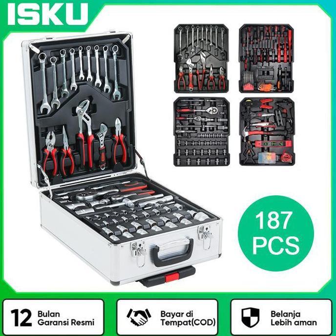 ISKU Perkakas Bengkel 187 PCS Tool Kit Dan Rumah Koper