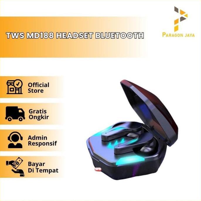 VERNIZCO MD188 TWS Headset Bluetooth Touch Earphone Gaming 65ms HD Mic