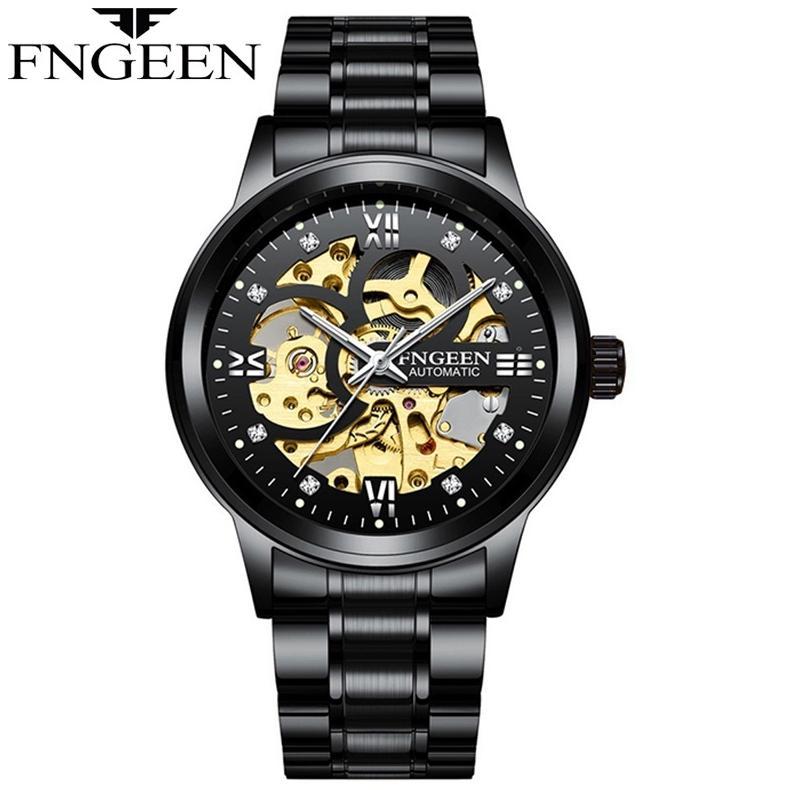 FNGEEN 6018 Otomatis Jam Tangan Pria Anti Air Original 100% Stainless Steel Luxury Mekanis Watch