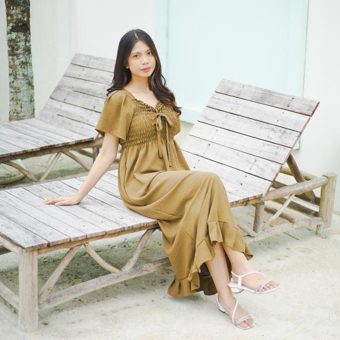 DB - Long Dress Tasya LD 120 [ Daster Wanita Kekinian - Bisa COD ] Baju Kerut Serut Casual Panjang B