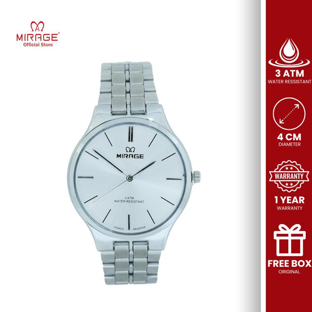 Mirage Analog Jam Tangan Pria Anti Air 18602 M SIlver Kasual Klasik Stainless Anti Karat Original
