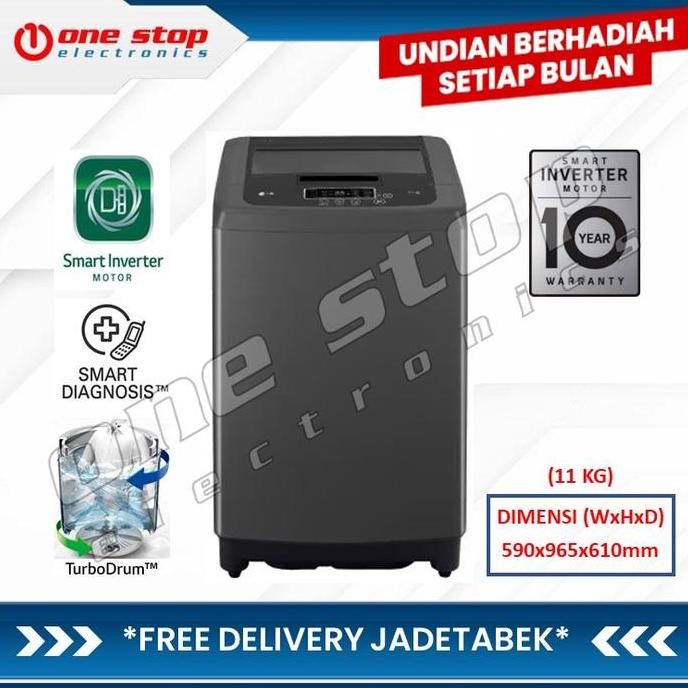 Promo LG T2311VSPB Mesin cuci Top Loading Smart Inverter Turbo Drum 11Kg COD