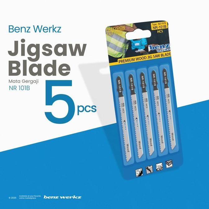 5 Pcs Mata Gergaji Kayu Jigsaw Blade 101B HCS Wood Benz Werkz