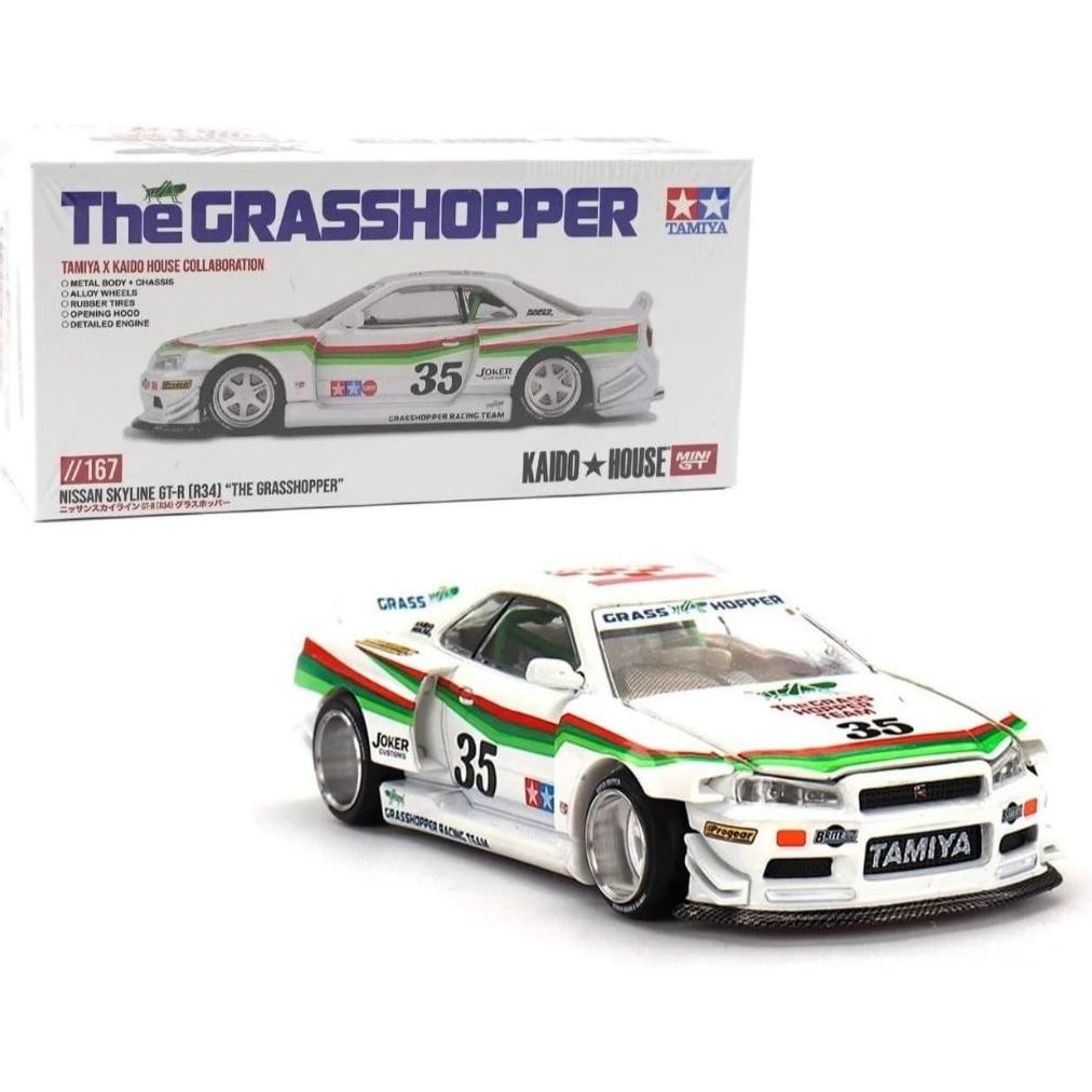 1:64 Diecast Model Car Compatible With Nissan Skyline Gt-R (R34) Tamiya X Kaido House The Grasshoppe