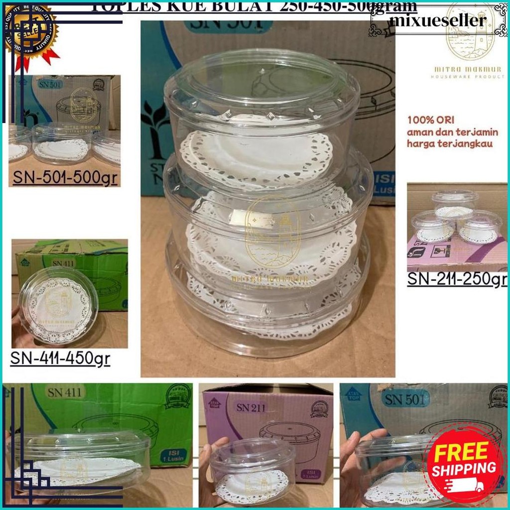 Sale Toples Kue Nuai 250-450-500 Gram Toples Nuai Sn 211 411 501 Model Bulat Toples Lebaran Cod