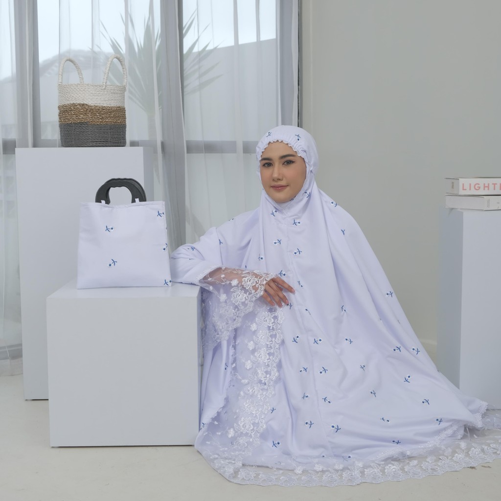 Arscraf Mukena Tabur Bunga Bordir Mewah Anak Remaja Dewasa Renda Giper Traveling Mukenah Wanita
