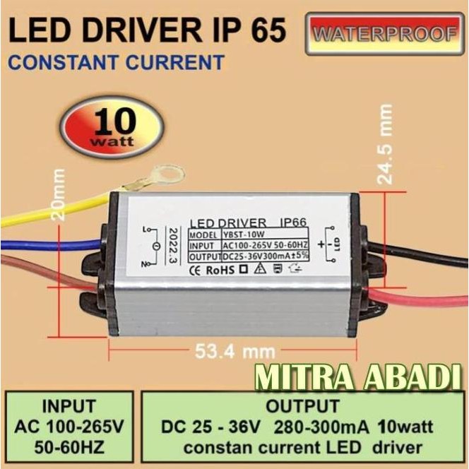 CAVERLY- LED Driver 10 Watt 300 mA Casing Besi WATERPROOF
