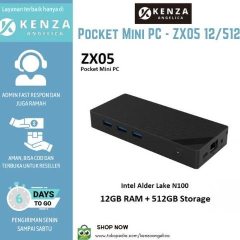 Awafash- ZX05 Pocket Mini PC - Intel Alder Lake N100 - LPDDR5 12GB RAM SSD 512GB ROM
