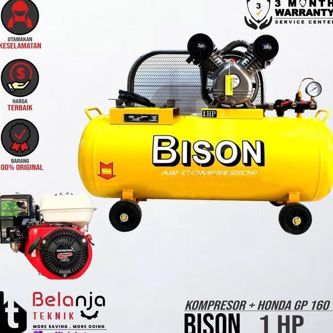 JINICHI- Bison Mesin Kompresor Angin 1 Hp Honda Gp 160 5.5 Hp Air Compressor