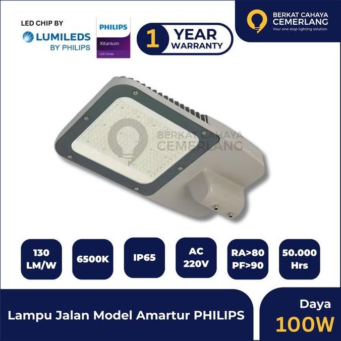 CAVERLY- Lampu Jalan PJU LED 100W 150W 200W Model Body Armatur PHILIPS BRP371 / BRP372