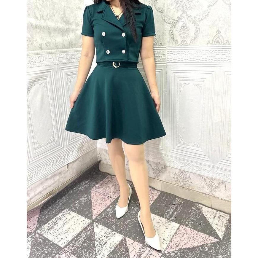 Promo One Set Odelia 6868 Blazer Wanita Hitam Putih Maroon Hijau Botol Kancing Aktif Karet Pinggang 