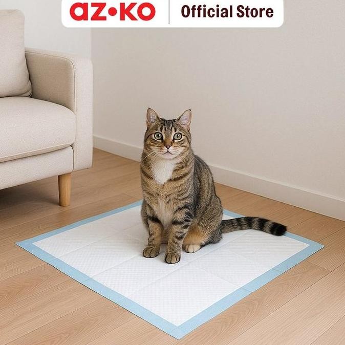 AZKO Cavea 60X60 cm Set 20 Pcs Training Pads Hewan - Biru/Abu-Abu Alas Toilet Kandang Hewan Perlak A