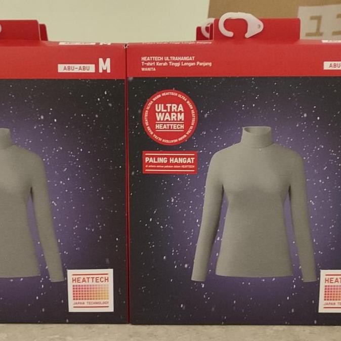 HEATTECH ULTRA WARM - Kerah Turtleneck T-shirt dalam WANITA Paling Hangat UNI*LO uk. M