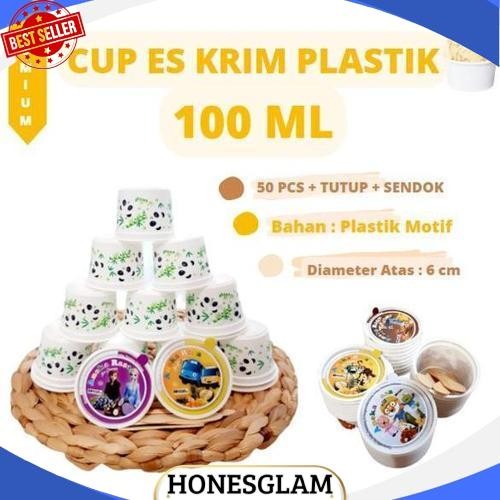 Paling Murah HARGA  CUP EKONOMIS/JUAL CUP ICE CREAM KARAKTER/CUP PLASTIK PRINTING 100 ML