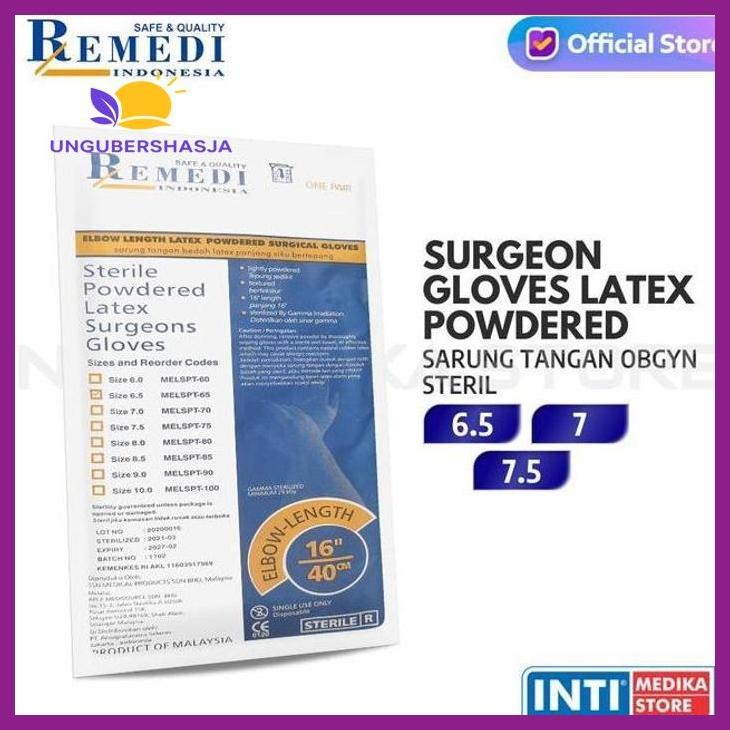 (ORIGINAL) REMEDI - SARUNG TANGAN OBGYN STERIL | SURGEON GLOVES LATEX POWDERED KARET CLEANING KESEHA