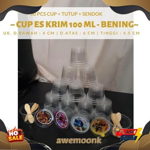 GROSIR jual plastik cup ice cream karakter 100ml