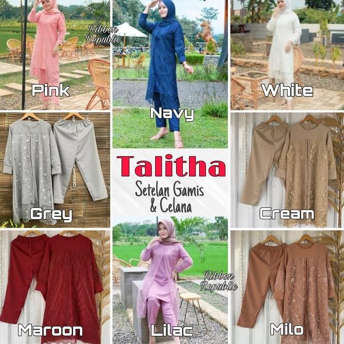 DR342>> Setelan Gamis Tunik Brukat Renda Baju Rok Celana Wanita Lebaran Pesta