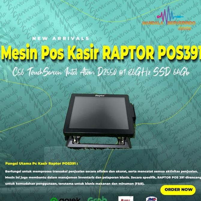 Mesin Pos Kasir RAPTOR POS391 C56 TouchScreen Intel Atom D2550 @1.86GHz SSD 64Gb Grosir Termurah