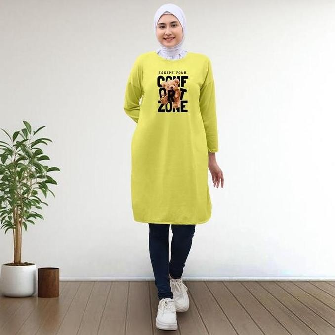 DB3>> Atasan Tunik Wanita Lengan Panjang dengan Saku Kiri dan Kanan - Remaja,  Muslim Dtf Confronzon