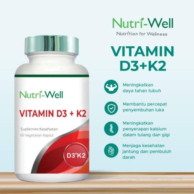 Nutriwell Vit D3 5000Iu + K2 100Mcg - 60 Kapsul Vitamin D 5000 Iu Original