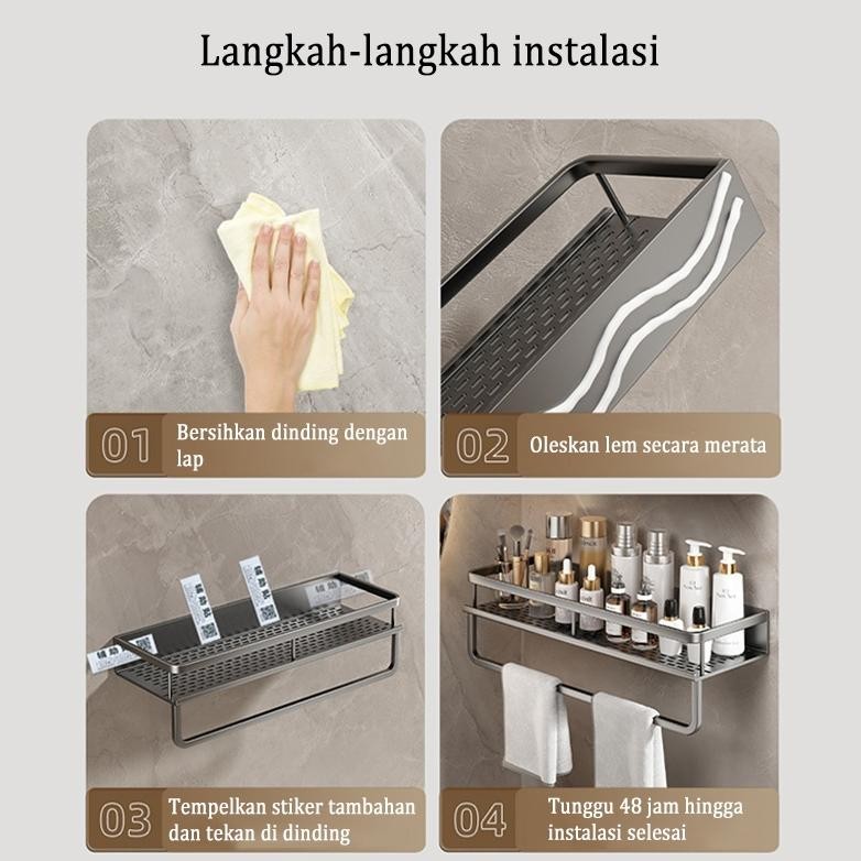 MEIDOO Rak Dapur Kamar Mandi, Rak Dapur Kamar Mandi, Tahan Air, Kuat, Tidak Perlu Pengeboran Kamar m