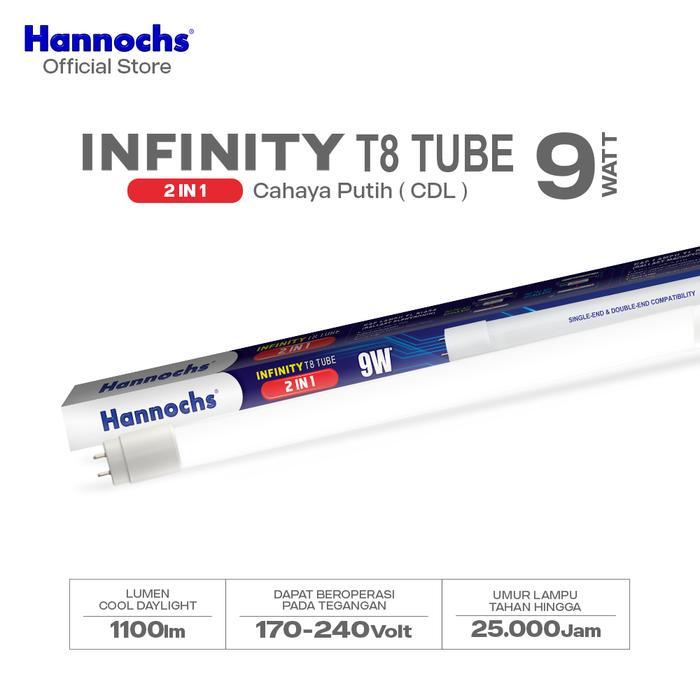 9W 9 Watt LAMPU TL LED HANNOCHS INFINITY 2 IN 1 T8 HANNOCHS LED T8 HANNOCHS INFINITY 2IN1 T8 HANNOCH