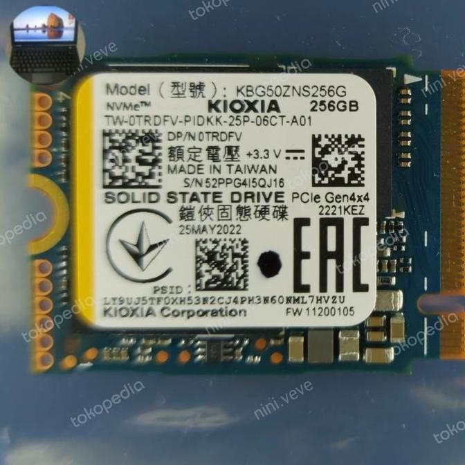 HARGA DISC - SSD 256GB KIOXIA KBG50ZNS256G NVMe PCIe Gen4 x4 tipe 2230
