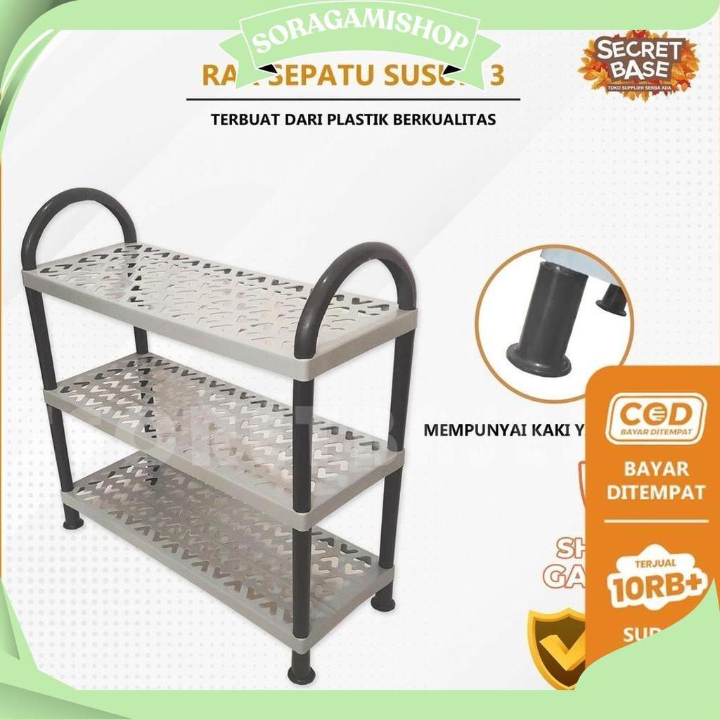 Rak Sepatu 3 Susun - Rak Besar / Tempat Sandal / Rak Sepatu Kokoh Plastik Promo 10.10