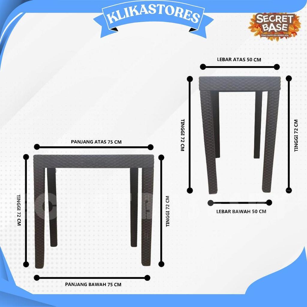 Meja Motif Rotan - Meja Plastik Besar / Meja Tamu / Meja Kafe Teras Taman Best Seller