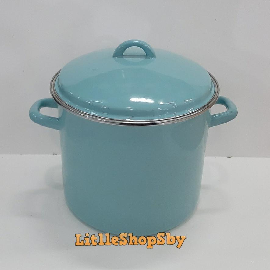 Panci Jumbo Tinggi Besar 8QT Enamel Biru Muda Tosca Alat Masak Khusus