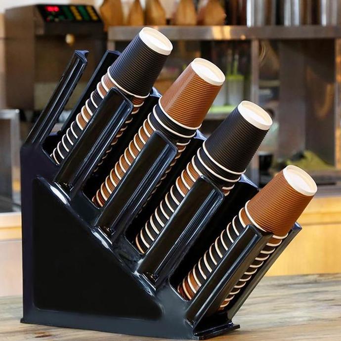 Rak Gelas Plastik 4 Sekat / Rak Akrilik Paper Cup Holder Marunee