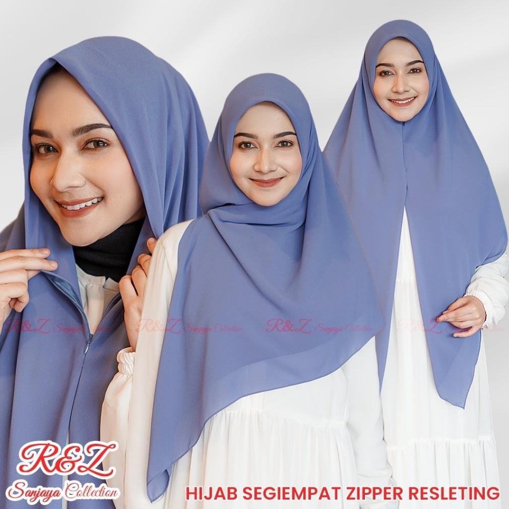 Hijab Instan Segi empat Zipper Resleting Ceruty Babydoll | Hijab Segiempat Jumbo Instan Zipper 130X1