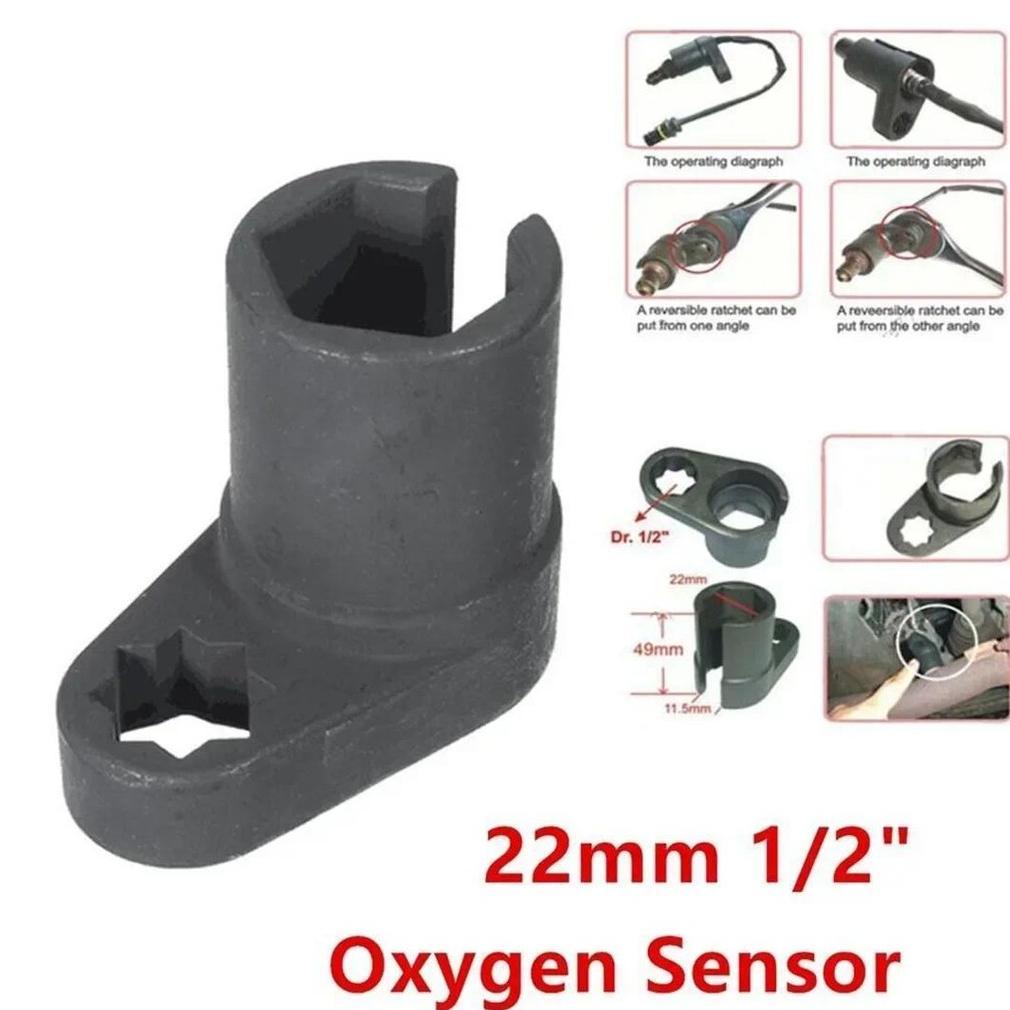 CROWHEX- Car Kunci Soket Sensor Oksigen Kunci Soket Sensor Oksigen Offset 3/8 22MM Kunci Pas Sensor 