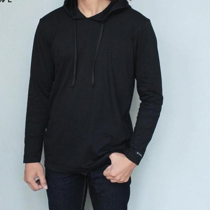 kaos polos bertopi lengan panjang BS