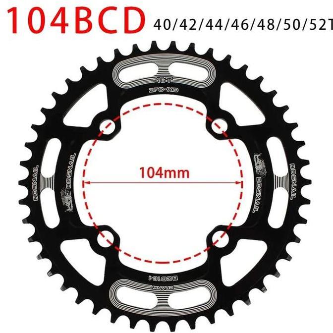 Chainring BD Snail 44T 46T 48T 50T BCD 104 BCD narrow wide bulat round untuk single crank chainring