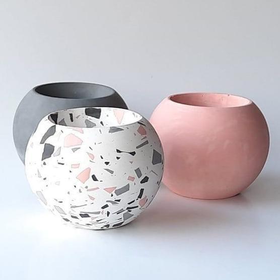 Promo Cod Pot Sukulen Bulat Besar / Pot Kaktus / Pot Semen /Pot Lilin | Souvenir Concrete Pot Mini .