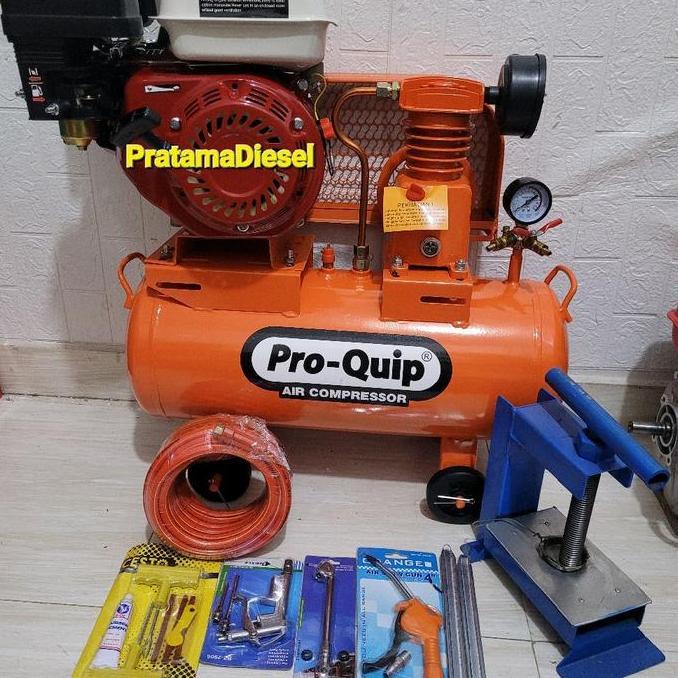 LOLOPECHKA Kompresor Angin PRO-QUIP 1/4HP Tangki 40Liter+Mesin GX160 Siap Pakai Kompli
