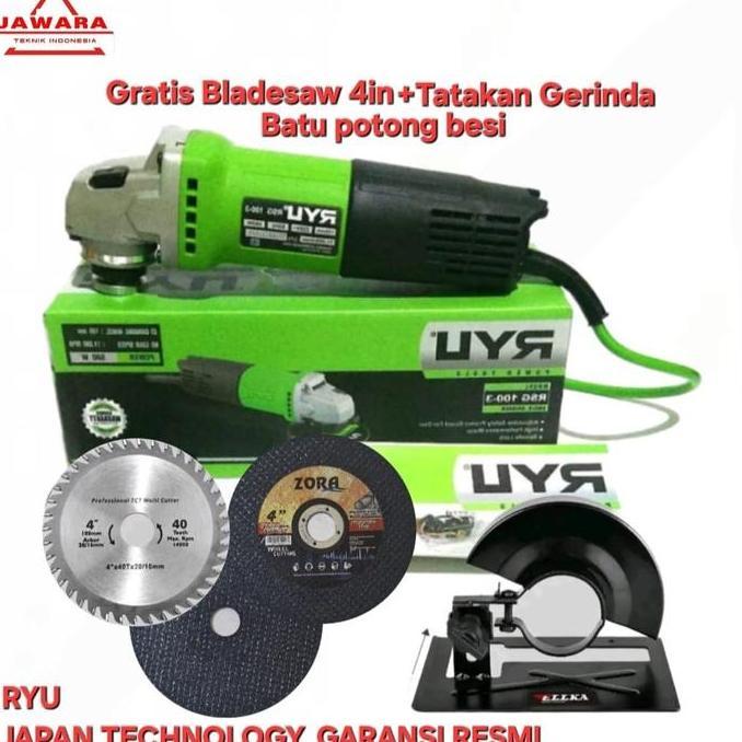 KAHONO gerinda ryu original RYU Gerinda Ryu Original dengan Gratis Bladesaw 4in & Tatakan Gerinda Ba