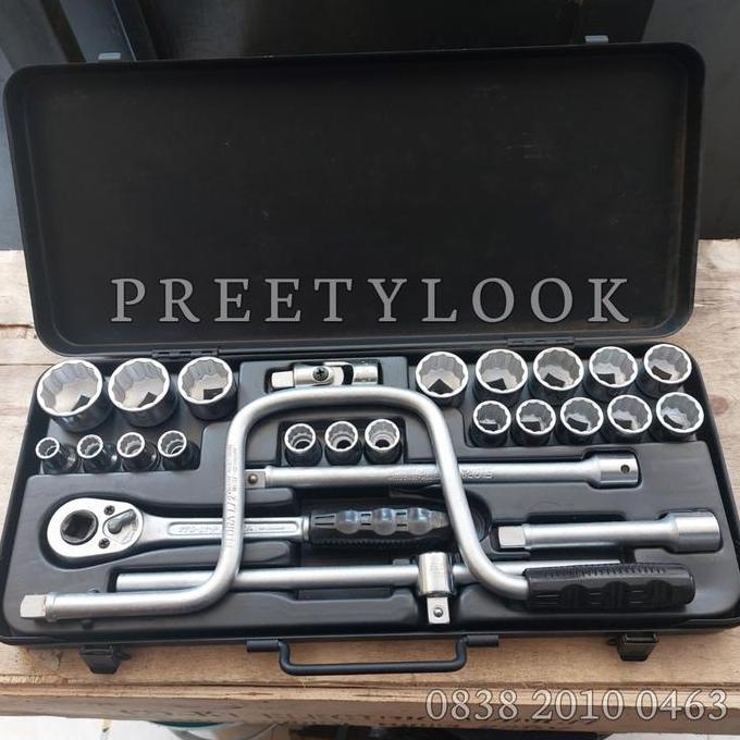 BROOK Elora Kunci Shock set 26 Pcs 1/2" DR 12 PT Kunci Socket Wrench Metric