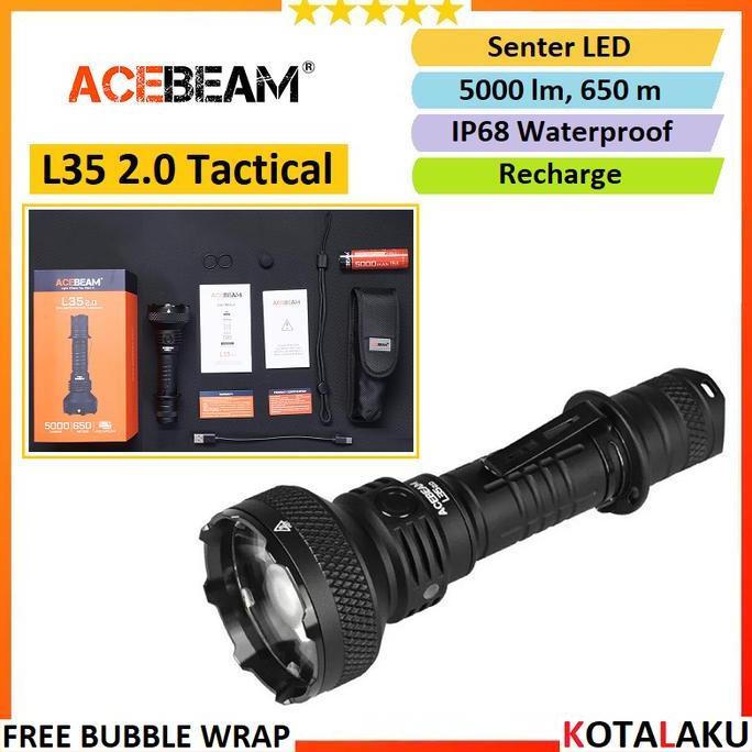 SHANKS- Senter LED Tactical Flashlight Acebeam L35 2.0 V2 5000 Lumens Rechargeable