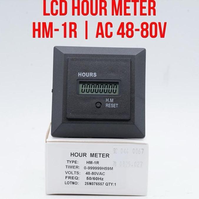 KAHONO- DRIV HM-1D LCD Hour Meter HM-1D-R AC 48V - 80V HourMeter 50/60Hz Frequency With Reset Button