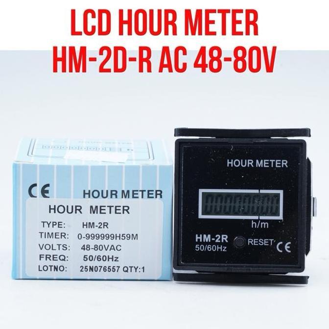 KAHONO- DRIV HM-2R LCD Hour Meter HM-2D-R AC 48V - 80V HourMeter 50/60Hz Frequency 6 Digit With Rese