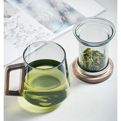 gelas kaca dengan saringan rempah Glass Tea Cup With Tea infuser