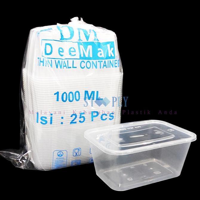 Kotak Makan Plastik Thinwall DM 1000ml Rec / DM 1000ml Persegi Panjang