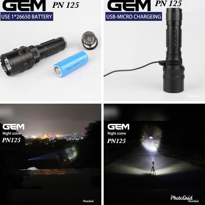 Senter Led Pn125 Tactical Cree Xph50 20000 Lumens With Baterai 26650