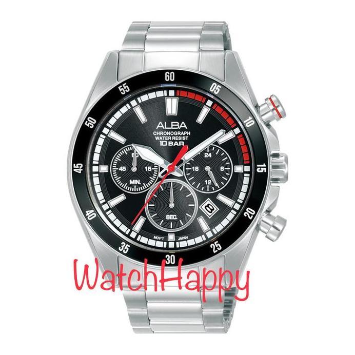 ALBA AT3J29X1 AT3J29 BLACK DIAL CHRONOGRAPH SPORT MEN STAINLESS STEEL