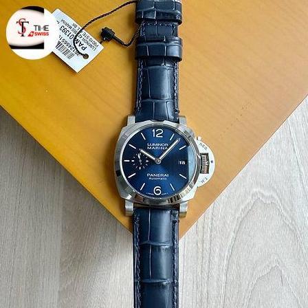 Swiss Time Jam Tanganpanerai Luminor Marina Silver Blue Caliber 7750 Decorated With P9010 42mm Fulls