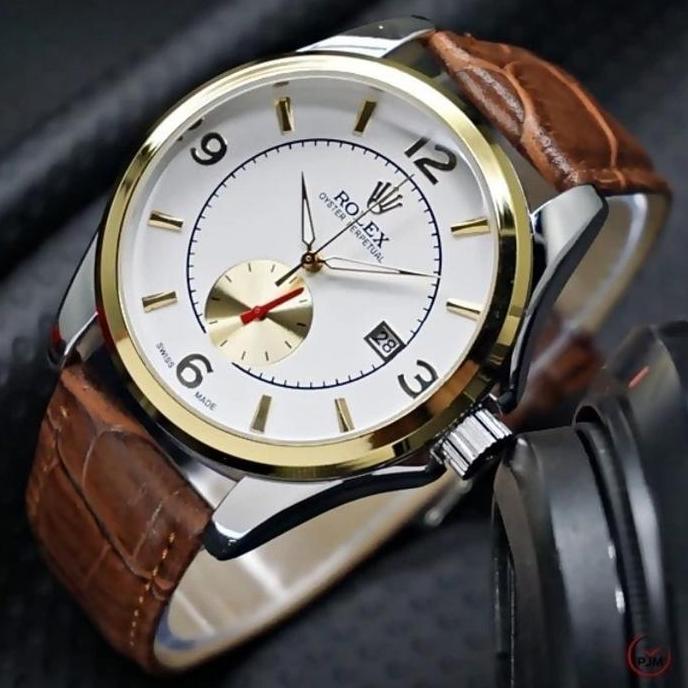 Jam Tangan Pria Otomatis Kulit Chrono Aktif