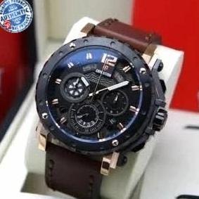 EXPEDITION E6402 E 6402 MAN BLACK ROSEGOLD LEATHER STRAP JAM TANGAN