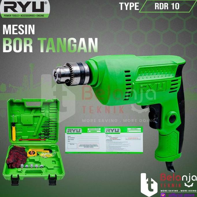 LUFTAIR- Tekiro RYU Mesin Bor Tangan RDR 10 10mm RDR10 10mm 370W 3000rpm dengan Kit Mata Bor Besi & 